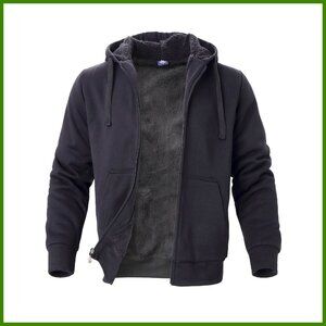 Sherpa Lined Heavy Fleece Plaid Jacket Full Zip Hoodie Mens Coat